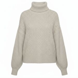 a new day Cream Turtleneck Sweater Cable Knit Woman Beige Small